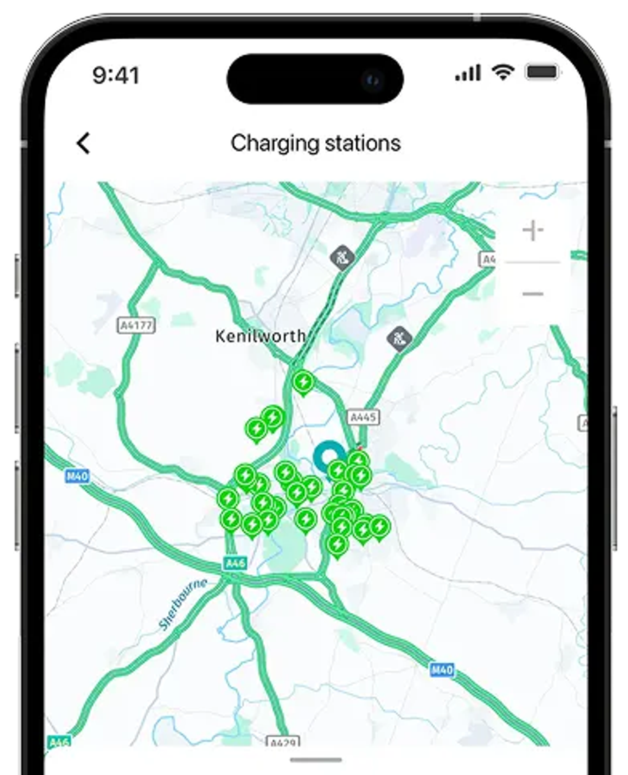 The OMODA App on mobile showing charger locations