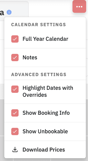 PRICELABS menu