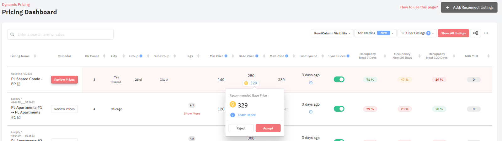 PriceLabs Base Price Nudges