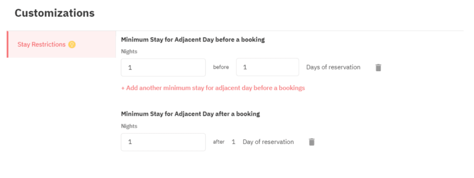 adjacent stay customizations PriceLabs