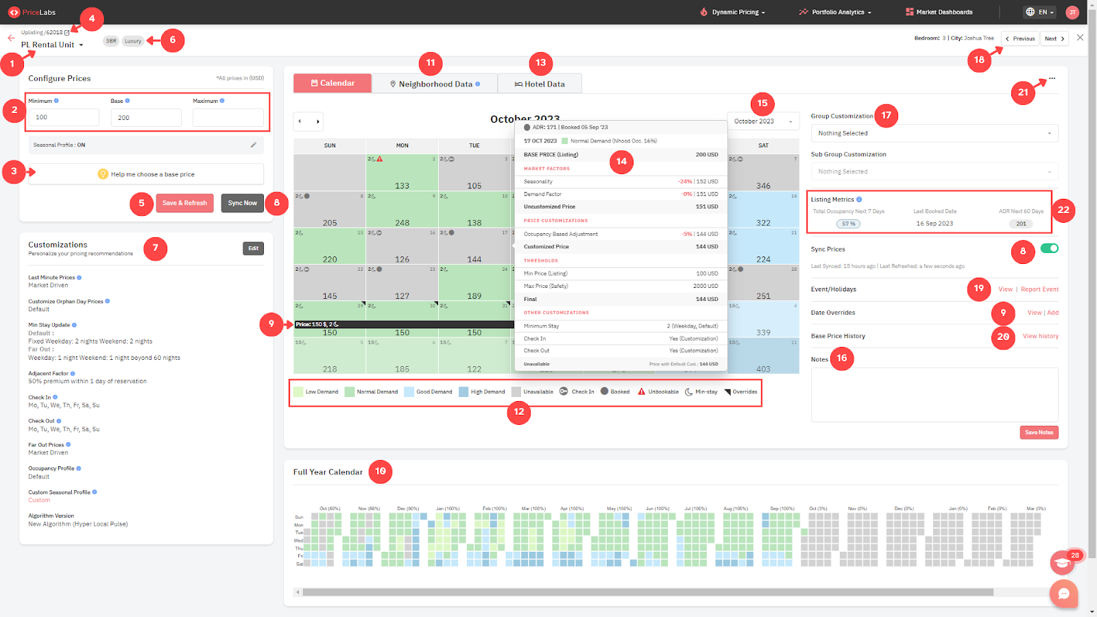 PriceLabs Calendário de Preços