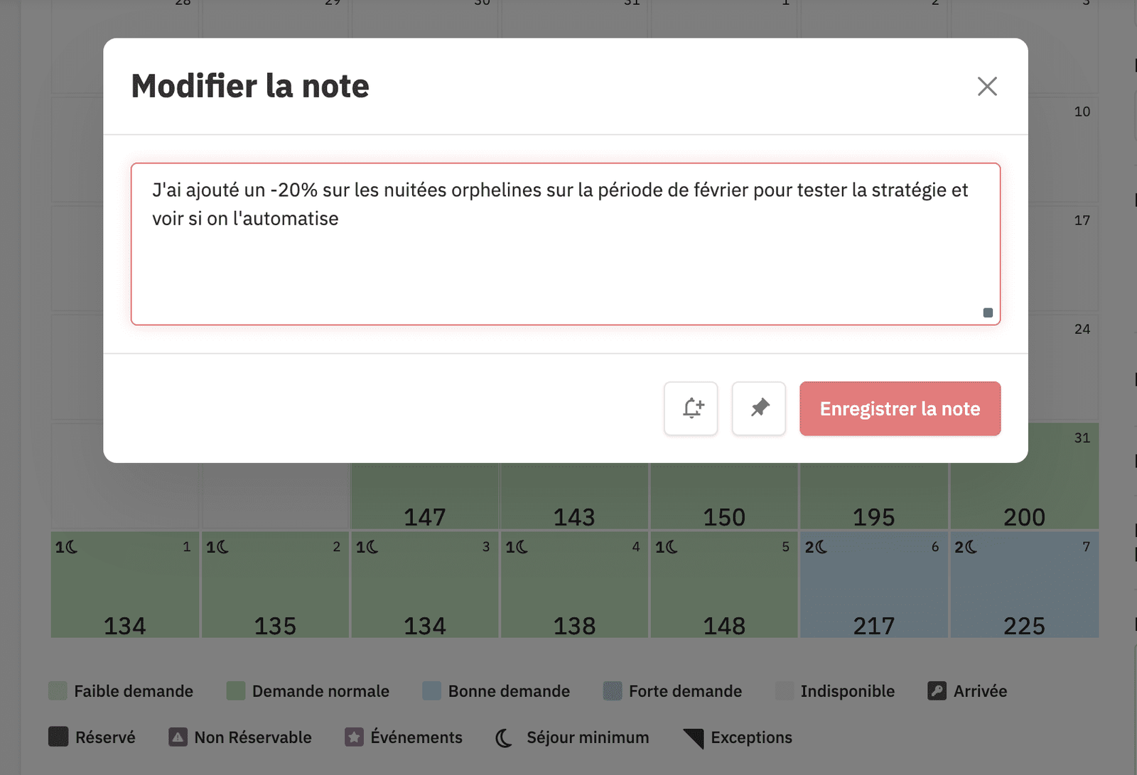 ajouter note annonce pricelabs