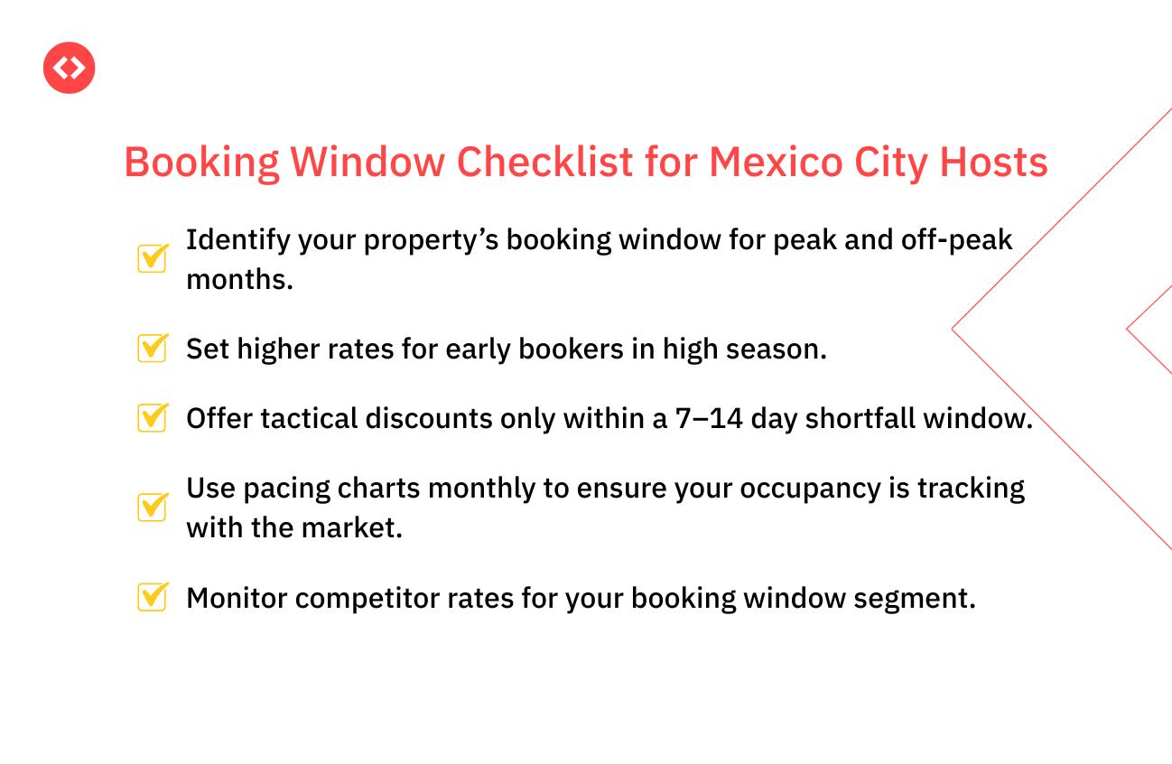 Booking window checklist for Mexico City hosts