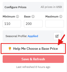 Base price help tool in PriceLabs