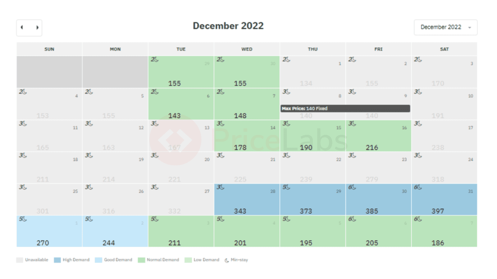 Las restricciones de estadía mínima que se aplican se actualizan automáticamente en caso de que haya un espacio en su calendario.