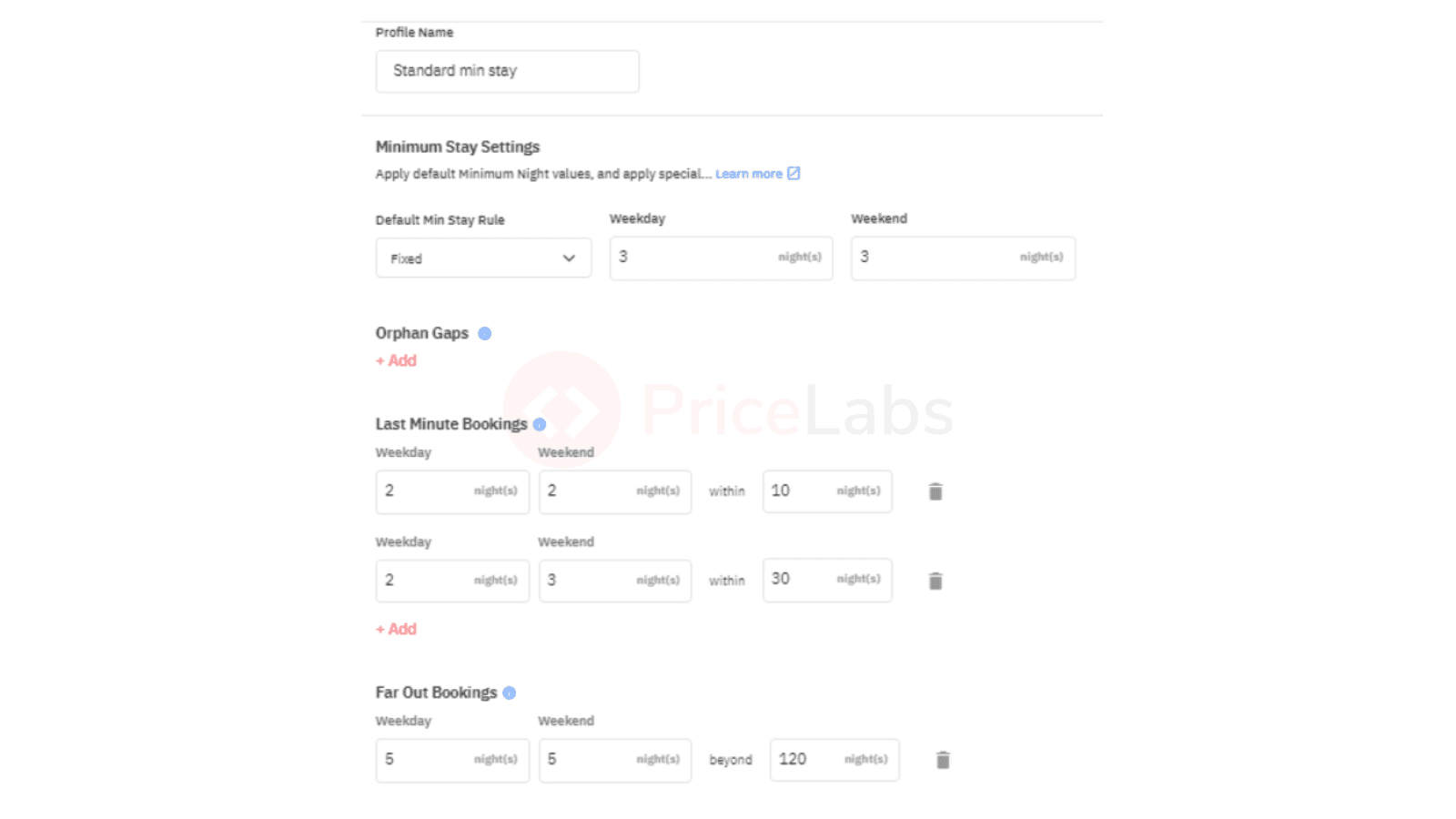 Restricciones de estancia mínima en Pricelabs