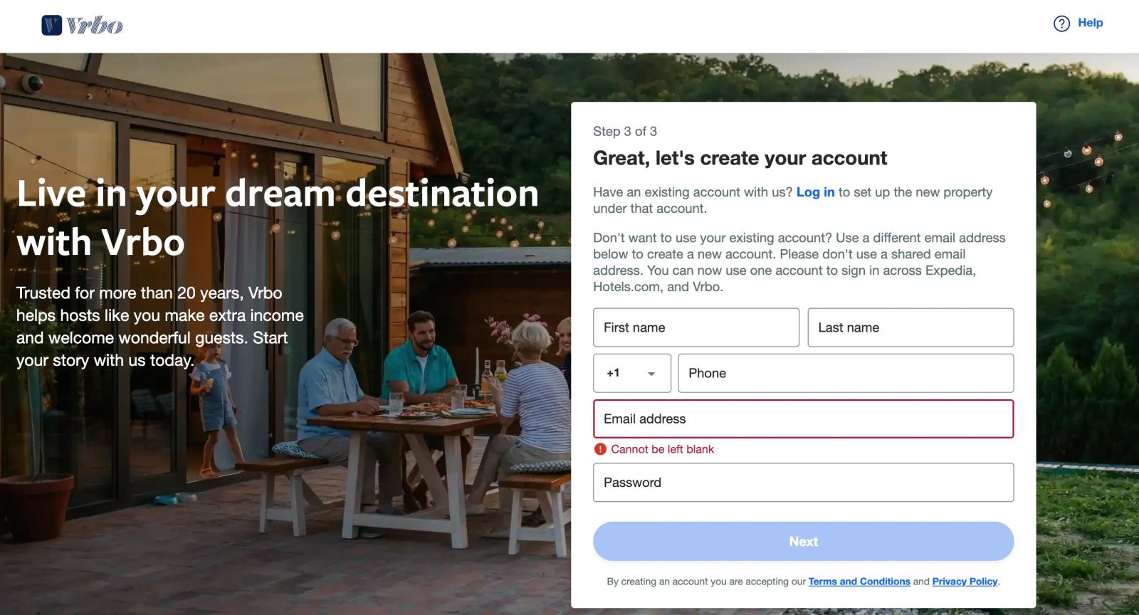 Create a Vrbo account