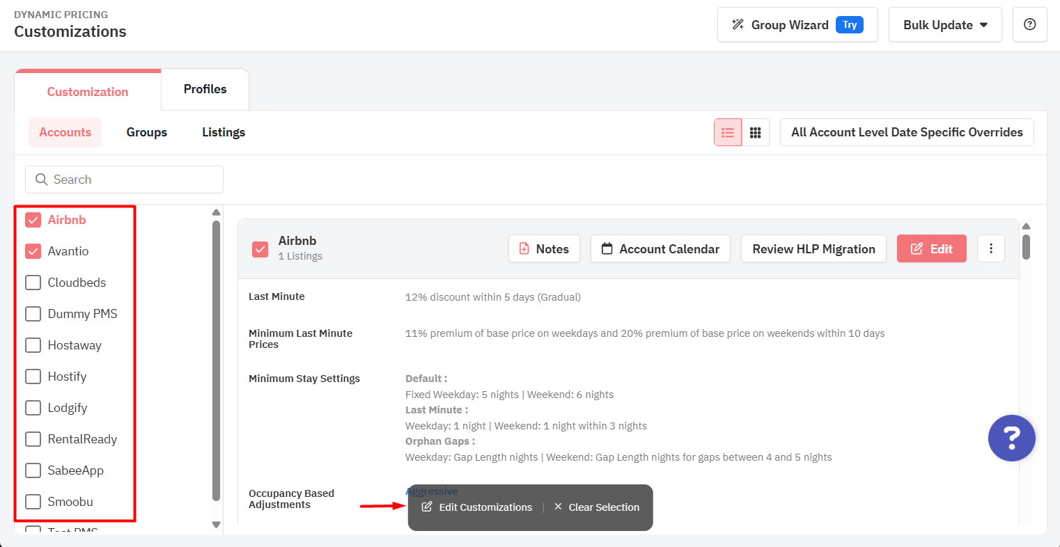 Make account level settings in PriceLabs