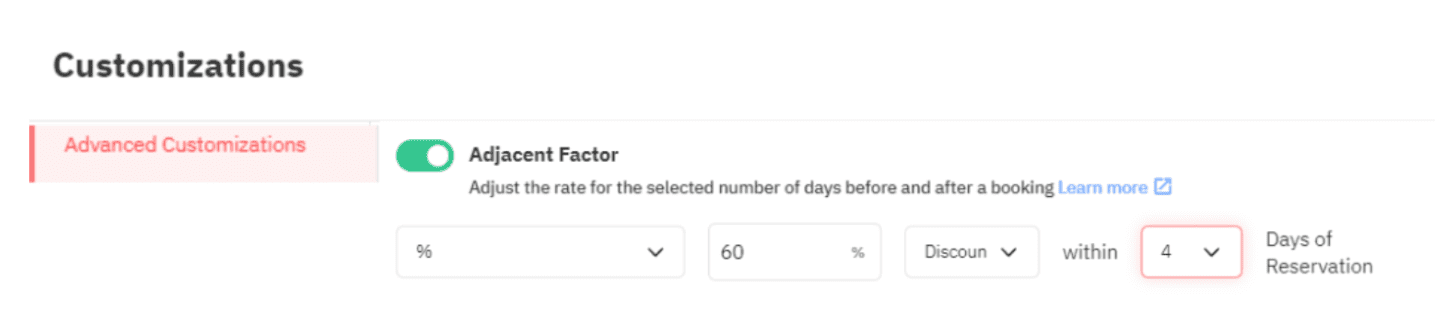 adjacent stay customizations PriceLabs