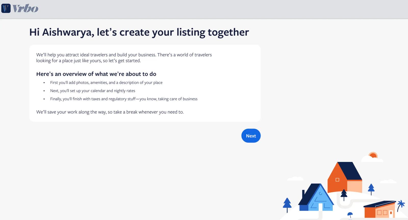 Create a listing on Vrbo
