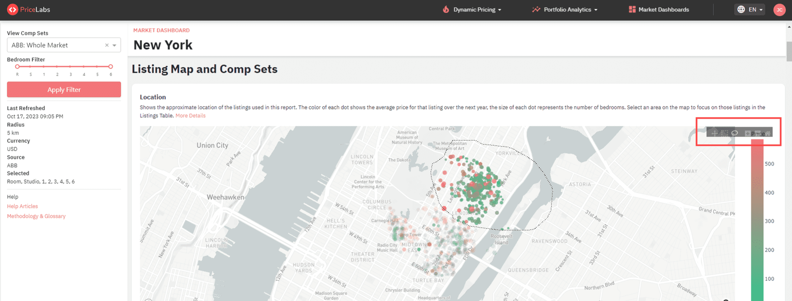 Listing Comp Sets on Market Dashboard