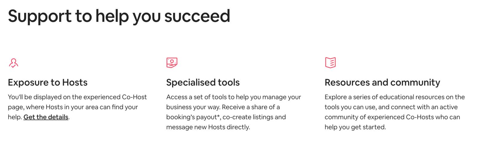 Support that Airbnb offers to be a co-host on Airbnb
