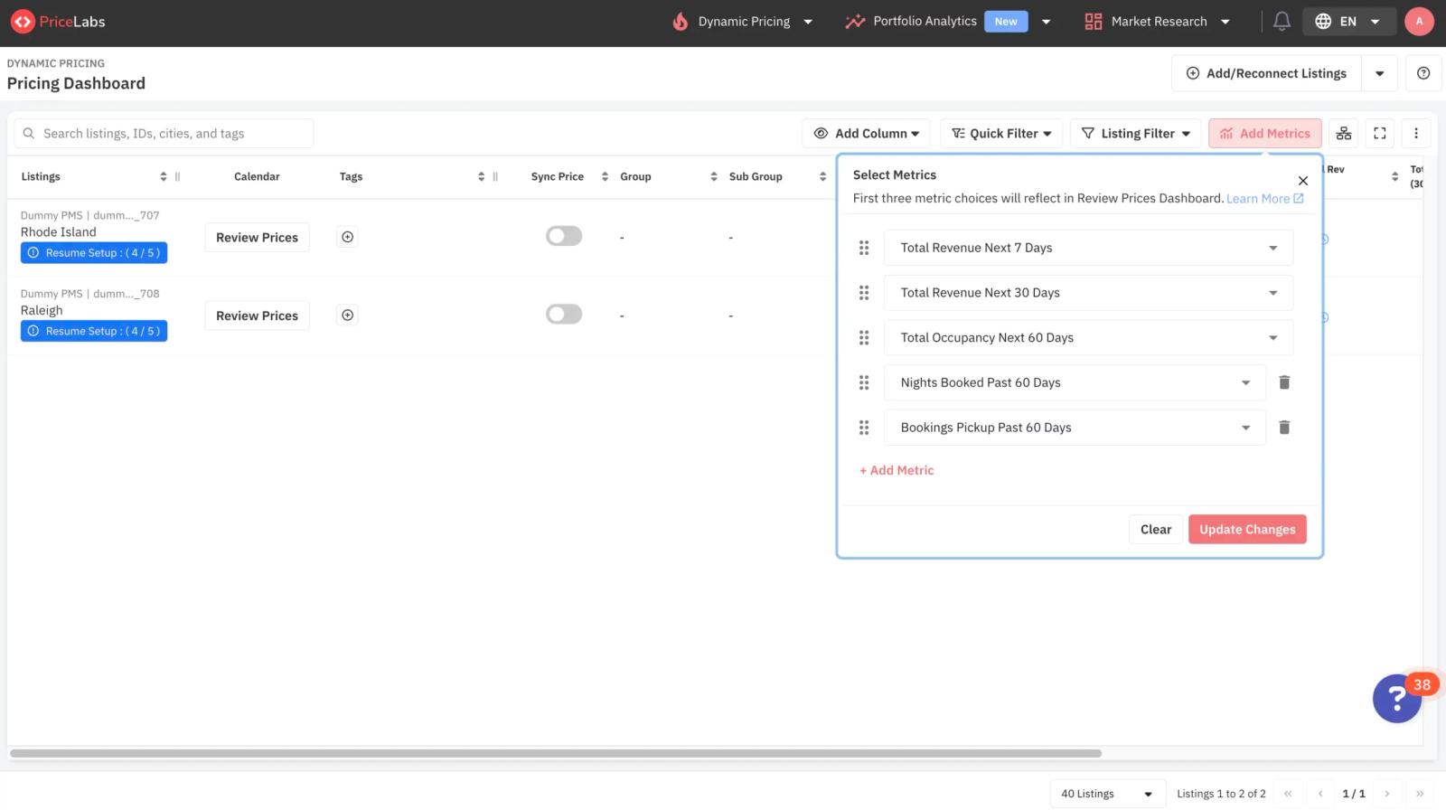 pricelabs metrics
