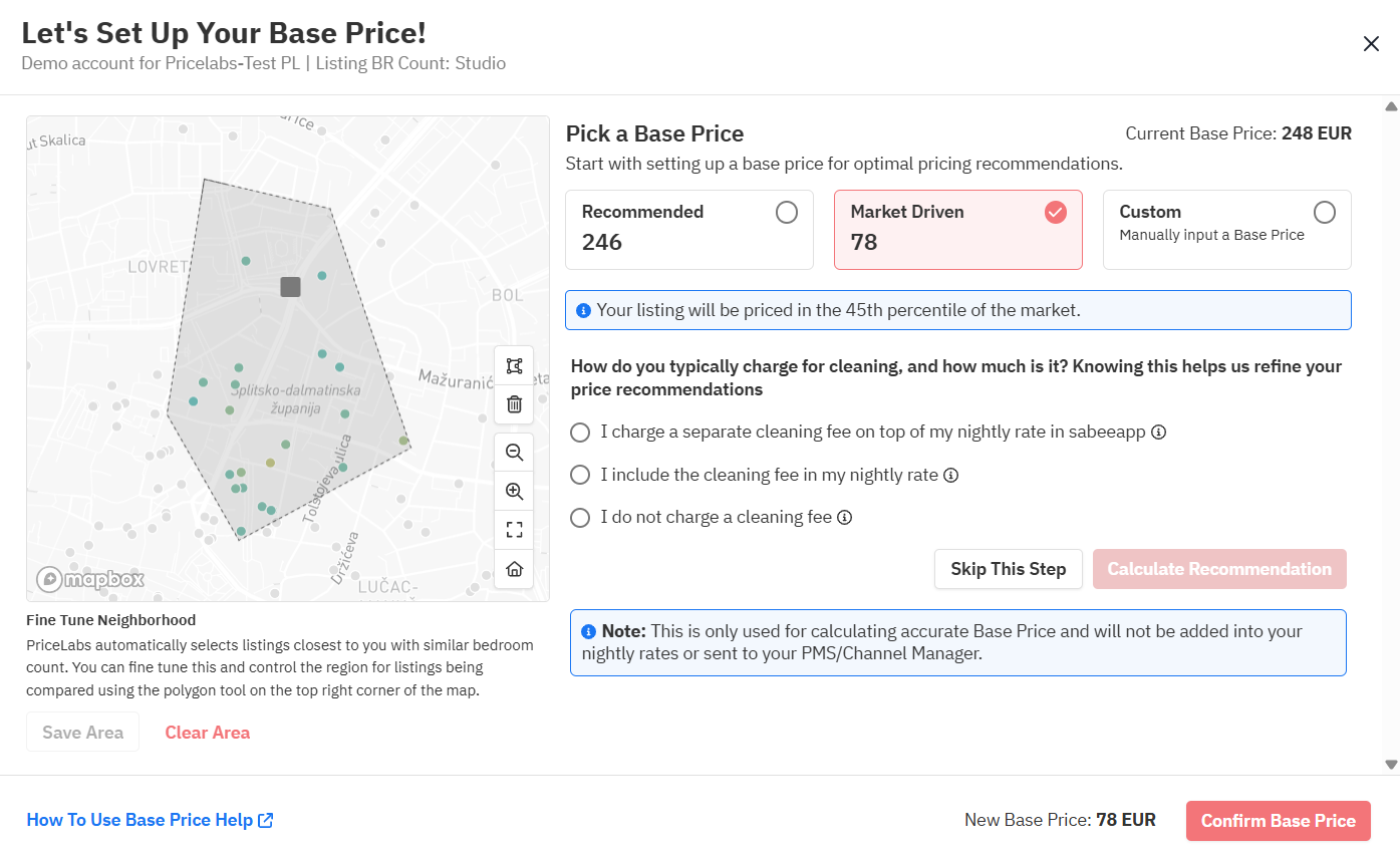 Use Base Price Help to understand a market accurate base price for your property
