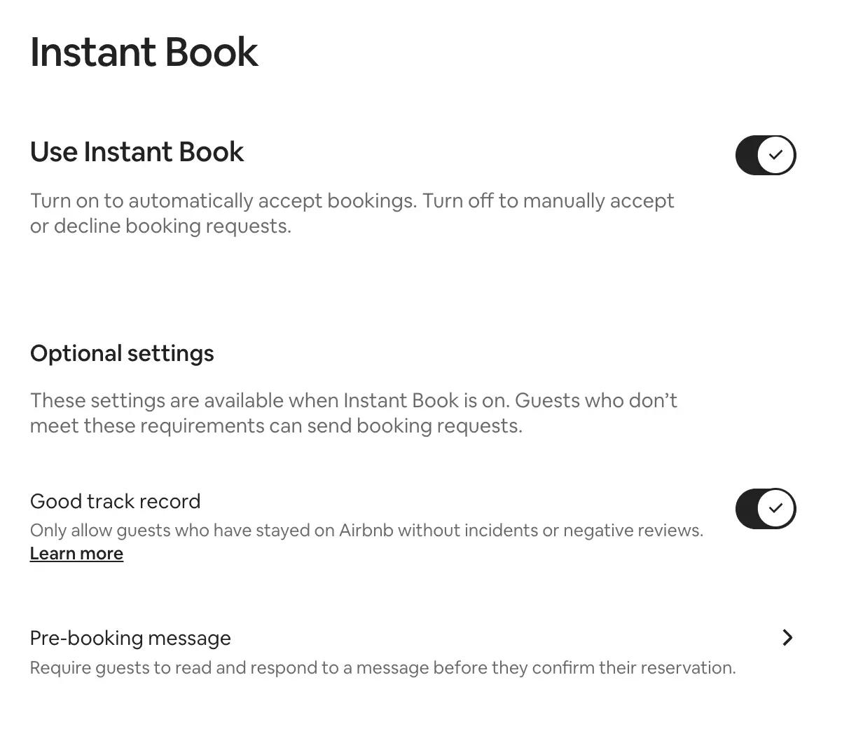 set clear guest requirements in instant booking