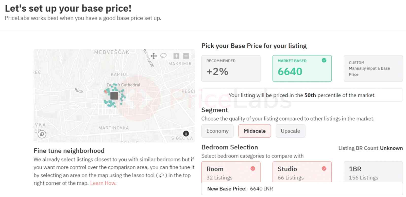 Our Base Price Help tool uses market data and machine learning algorithms to analyze thousands of market data points specific to each property.