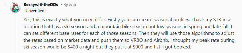 PriceLabs Testimonials for Seasonal Pricing