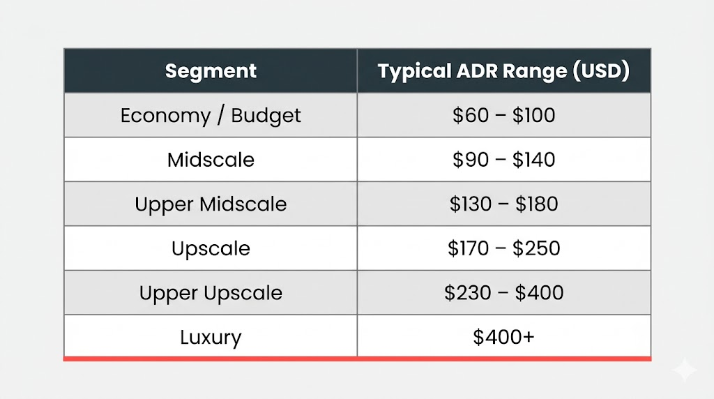 ADR Benchmarks by Hotel Segment