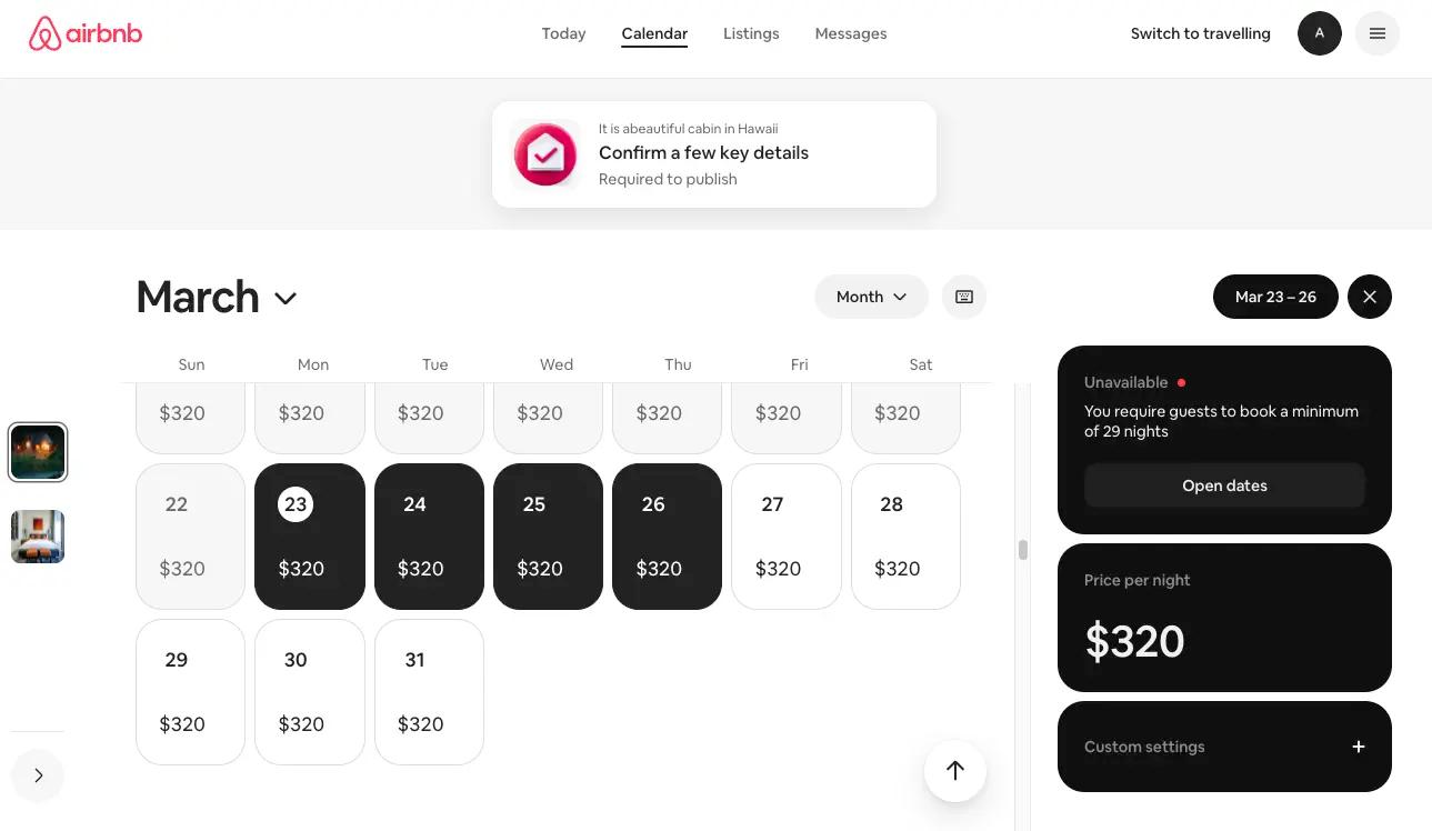 Clique em um intervalo de datas no seu calendário