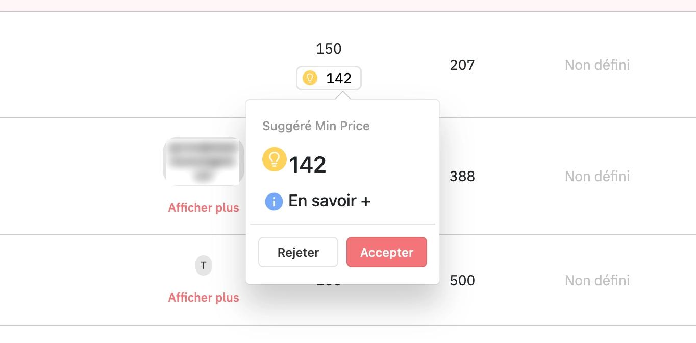 recommandation prix mini