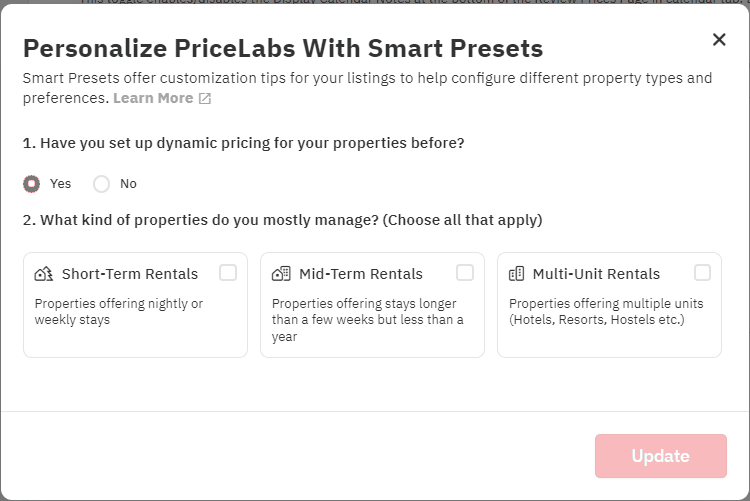 Use PriceLabs' Smart Presets for guided configuration that makes automation accessible to all users