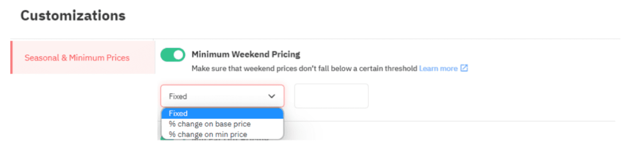minimum weekend pricing customizations PriceLabs