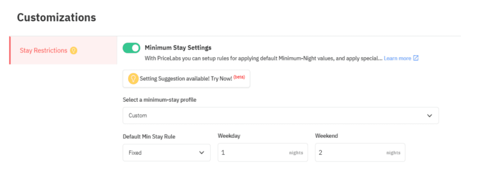minimum stay settings customizations PriceLabs