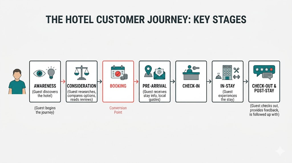 Die wichtigsten Phasen der Hotel-Customer-Journey