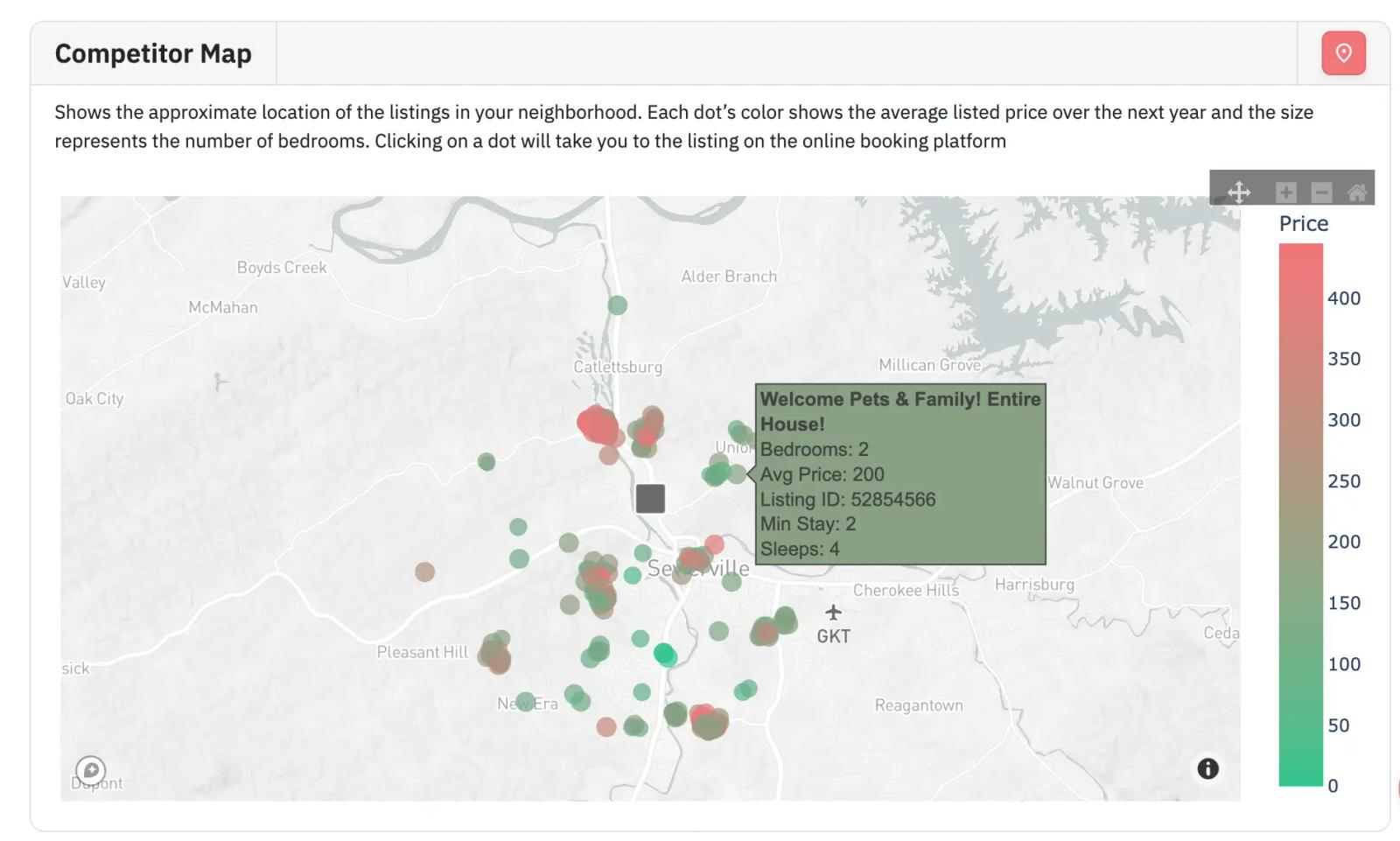 Competitor Map in PriceLabs Neighborhood Data