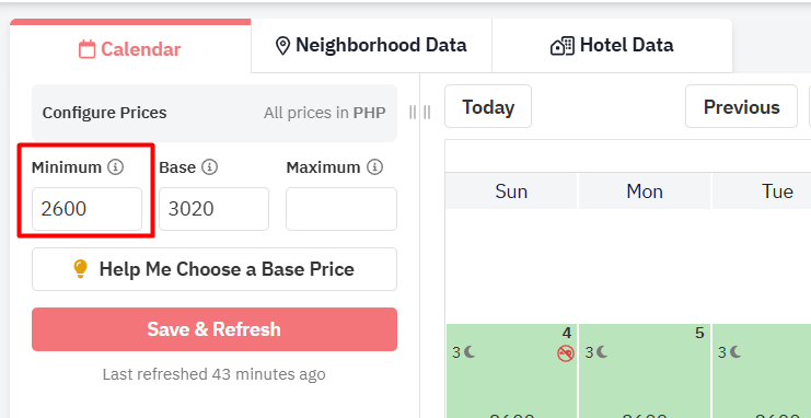 Set Minimum and Maximum Prices thresholds for your property's fully automated pricing strategy