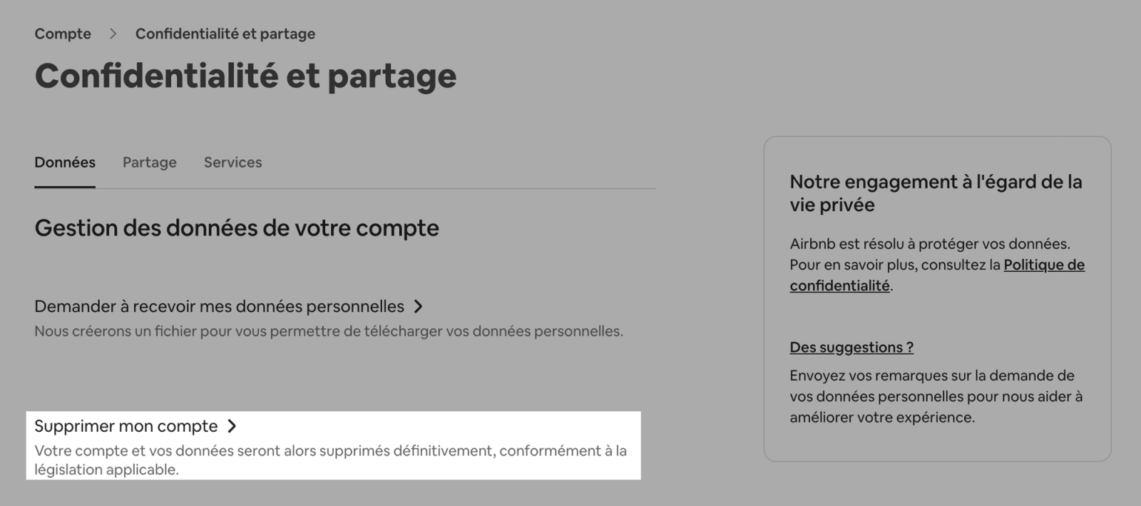 supprimer son compte airbnb
