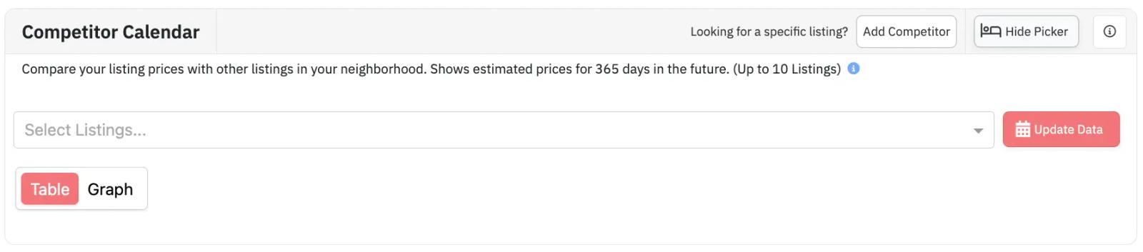 competitor calendar to understand the market when optimizing airbnb listing