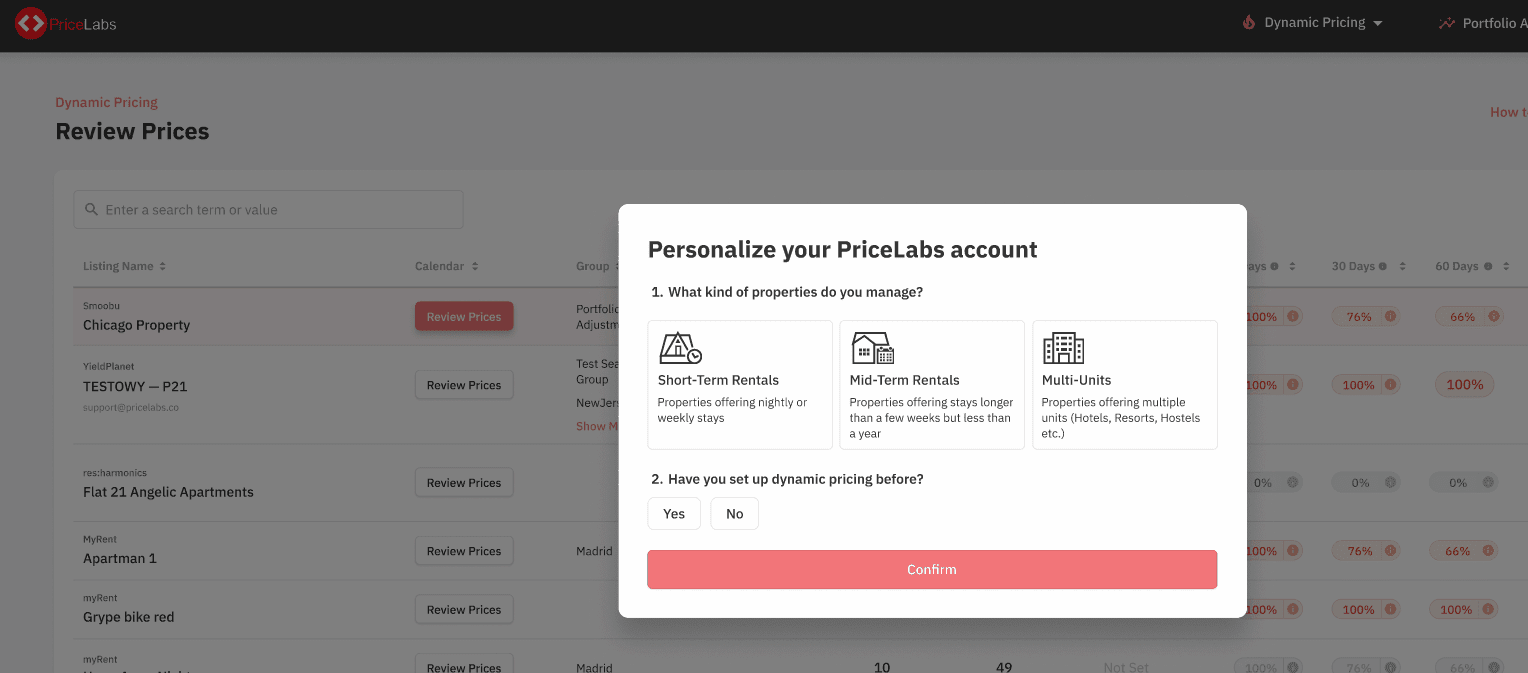 PriceLabs Predefinições inteligentes