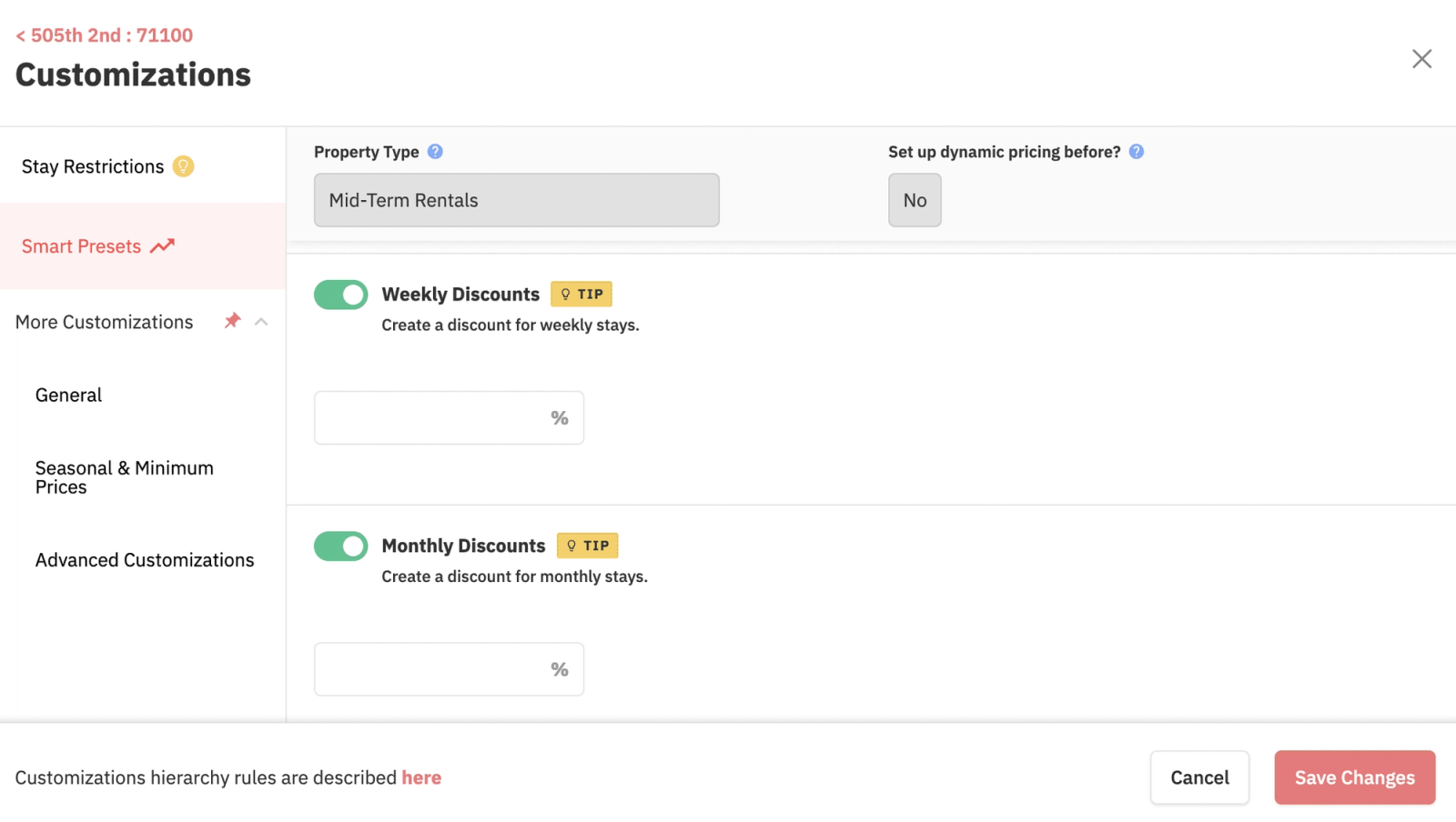 Set weekly and monthly discounts in PriceLabs