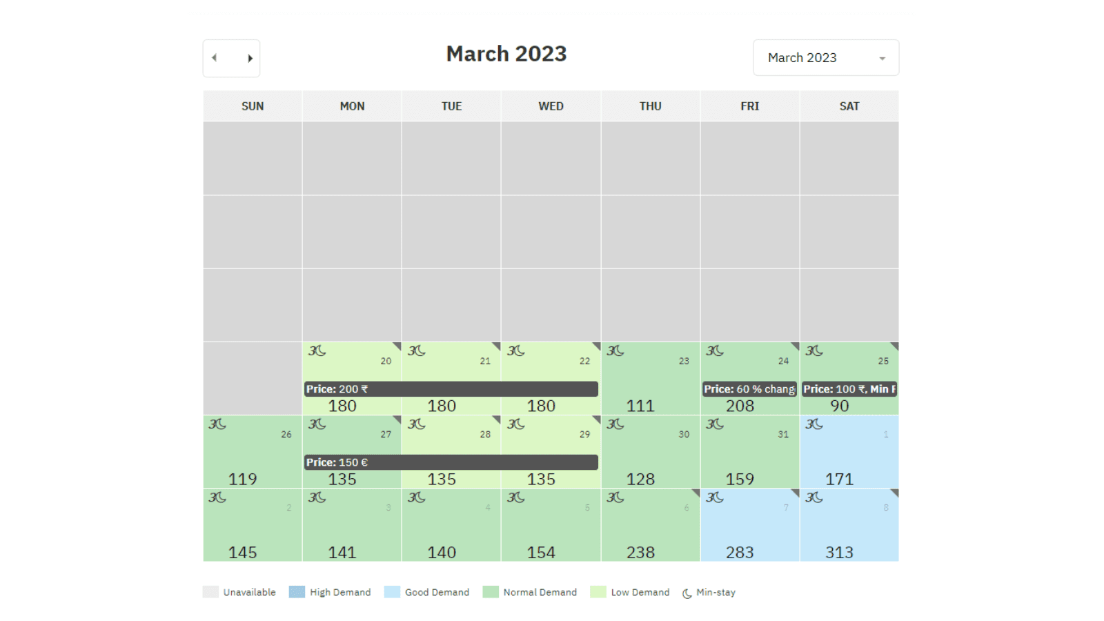 listing calendar