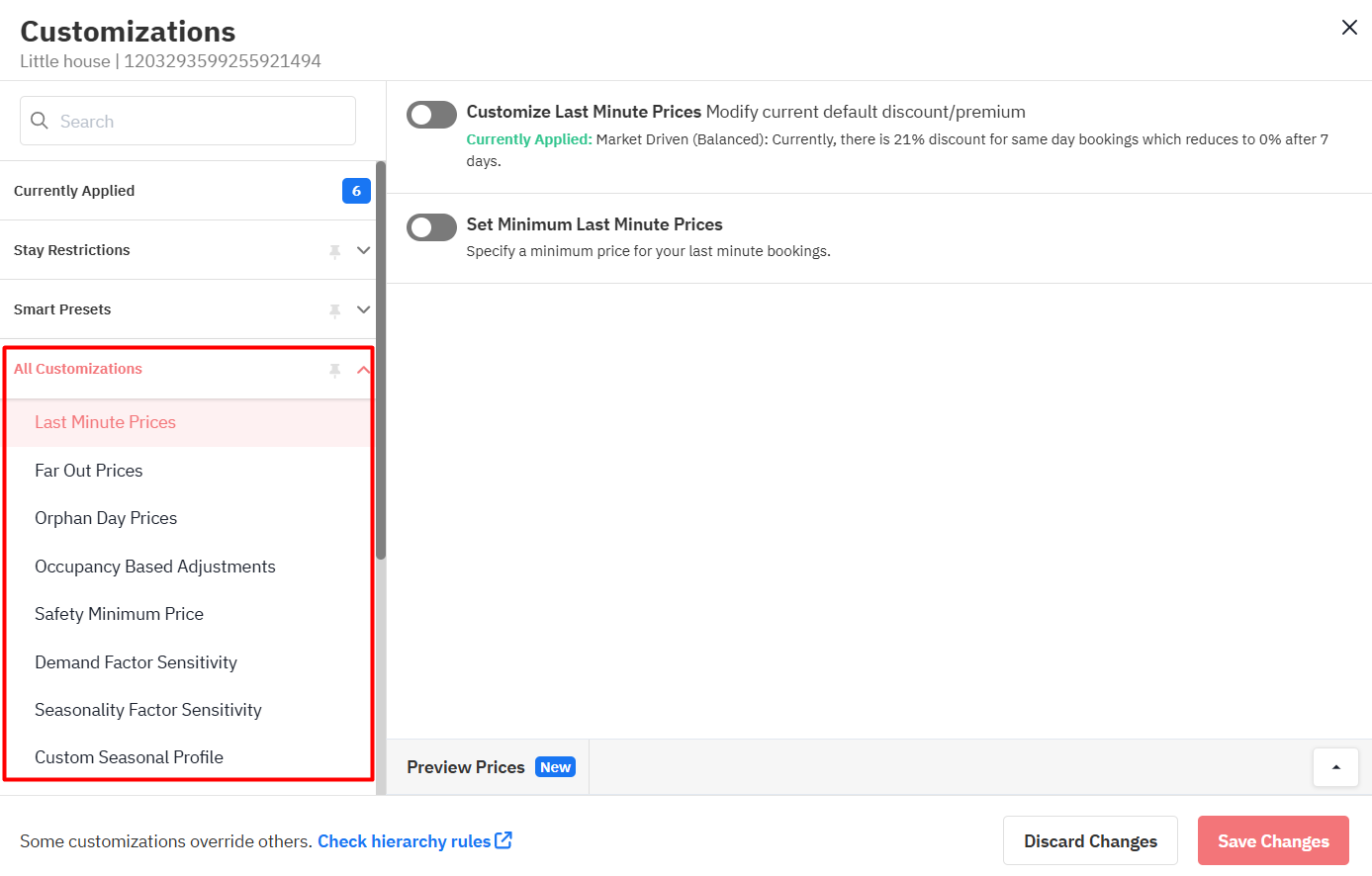 pricelabs customizations used by property owner