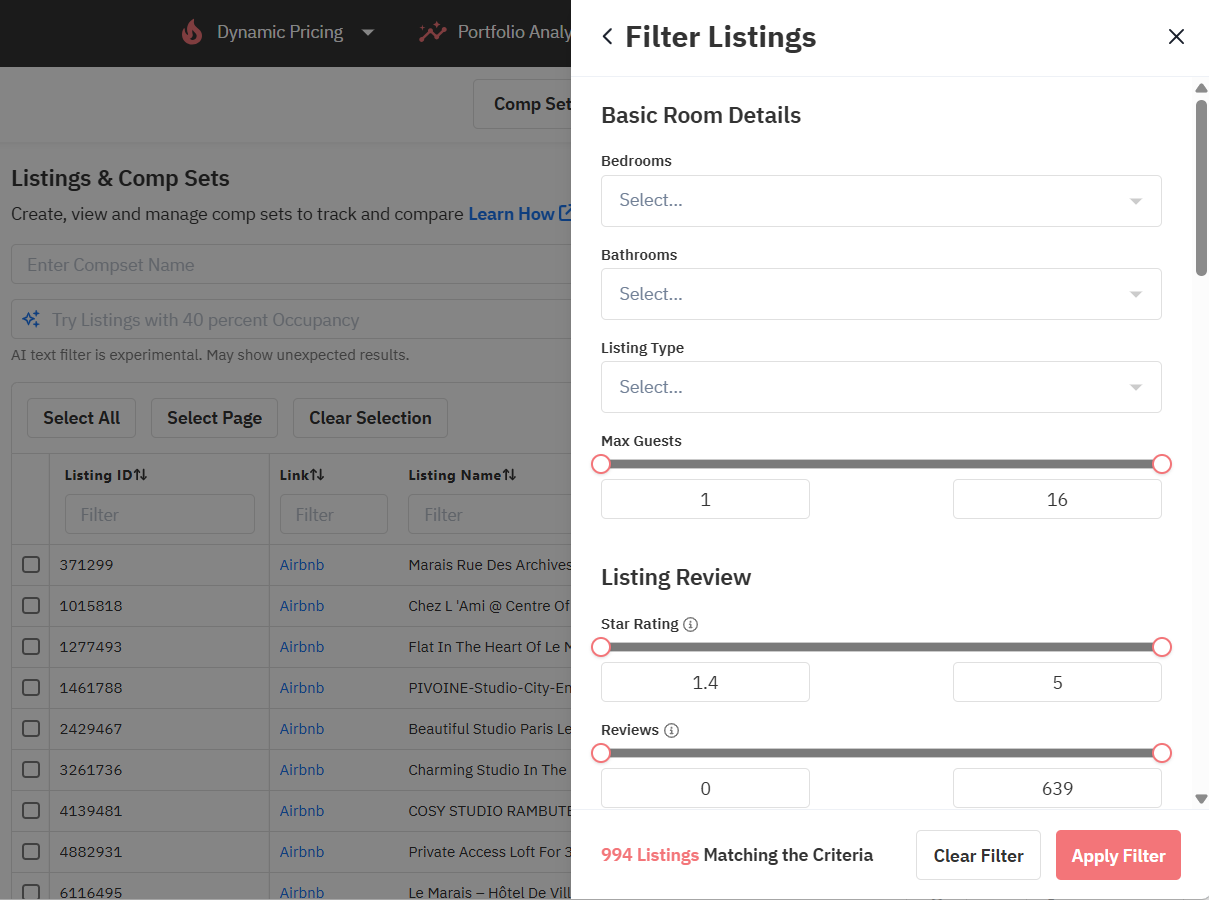 Create specific comp sets using PriceLabs to benchmark appropriately
