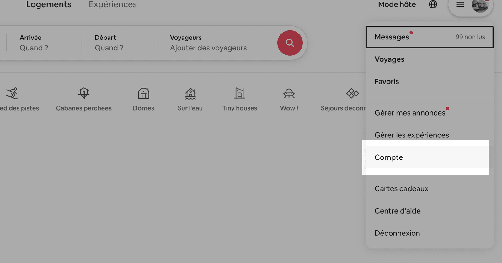 acces compte airbnb