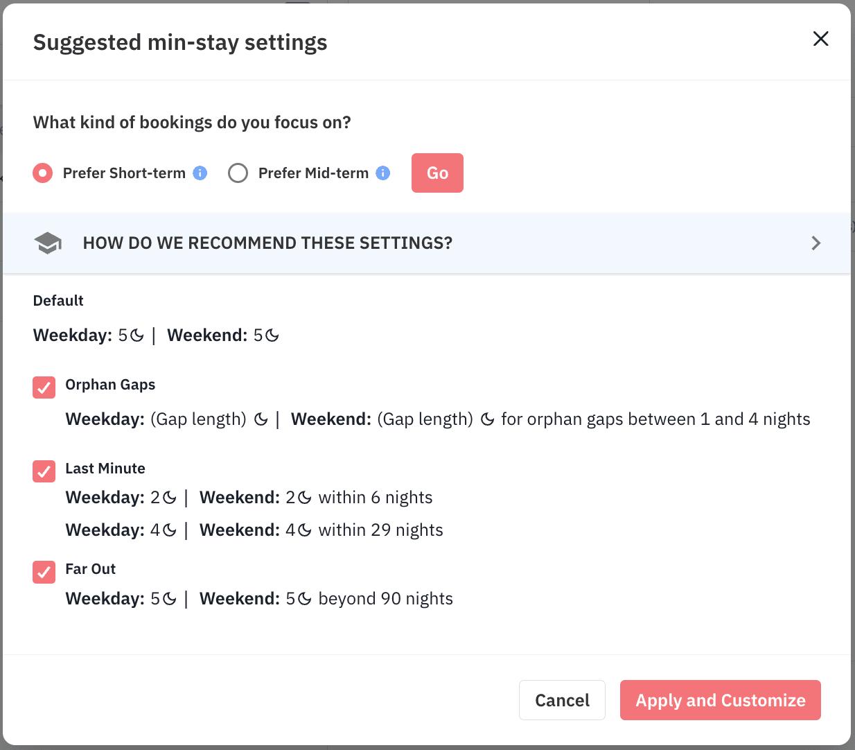 minimum stay settings help tool