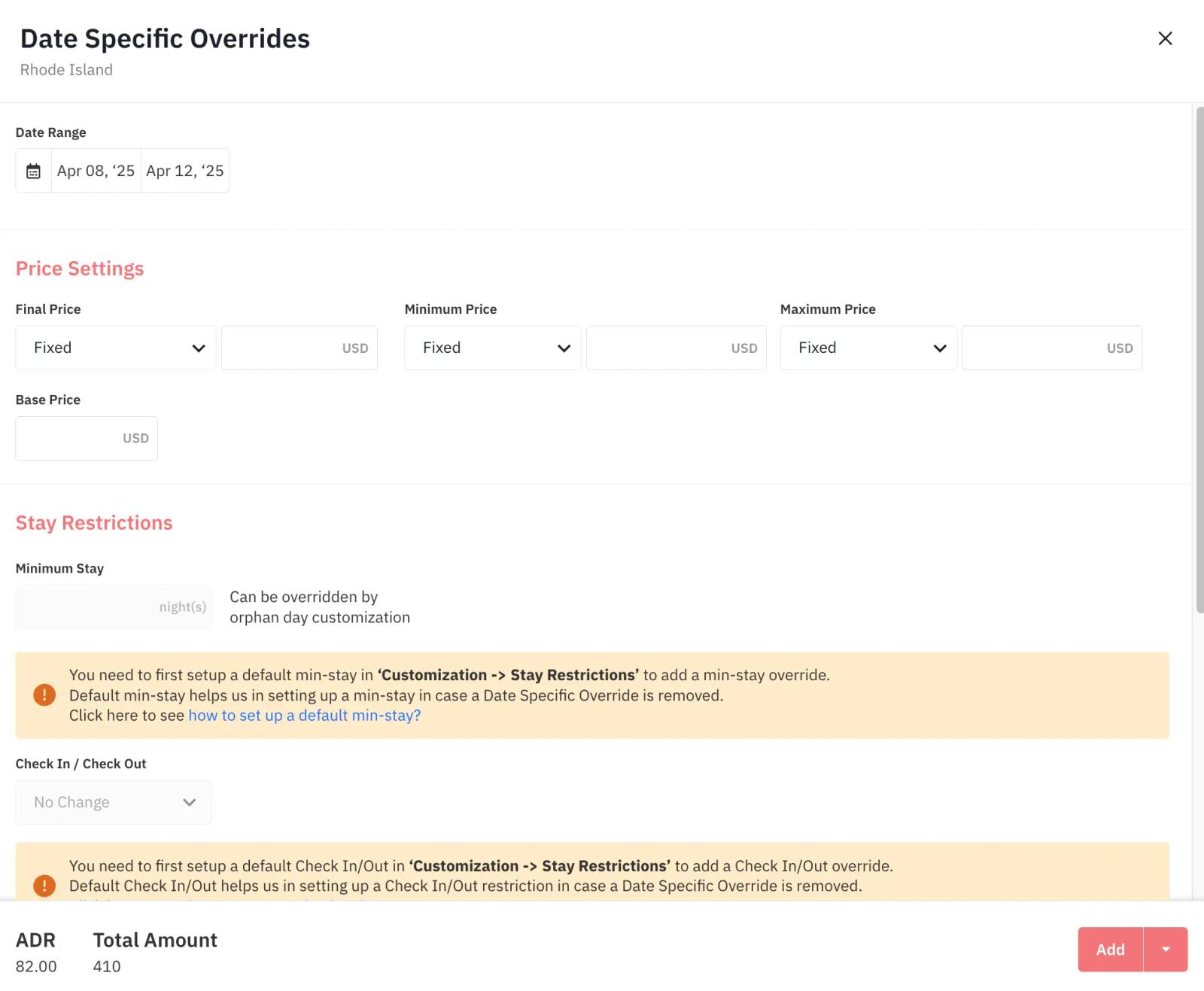 date specific overrides