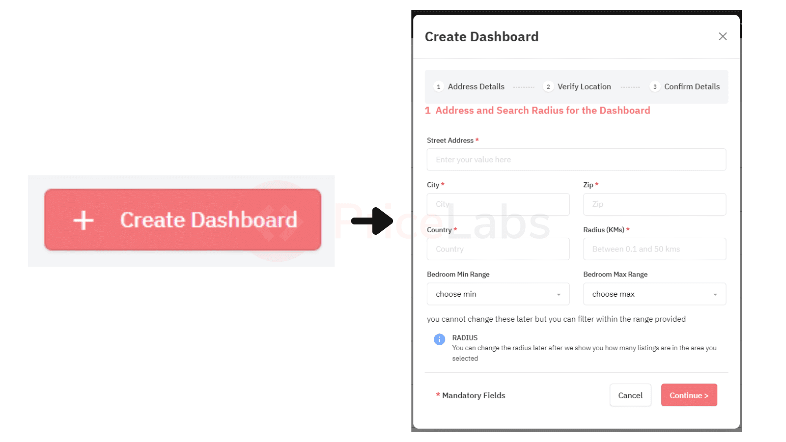 Creazione di una dashboard nella Market Dashboard Pricelabs per analizzare i prezzi di airbnb
