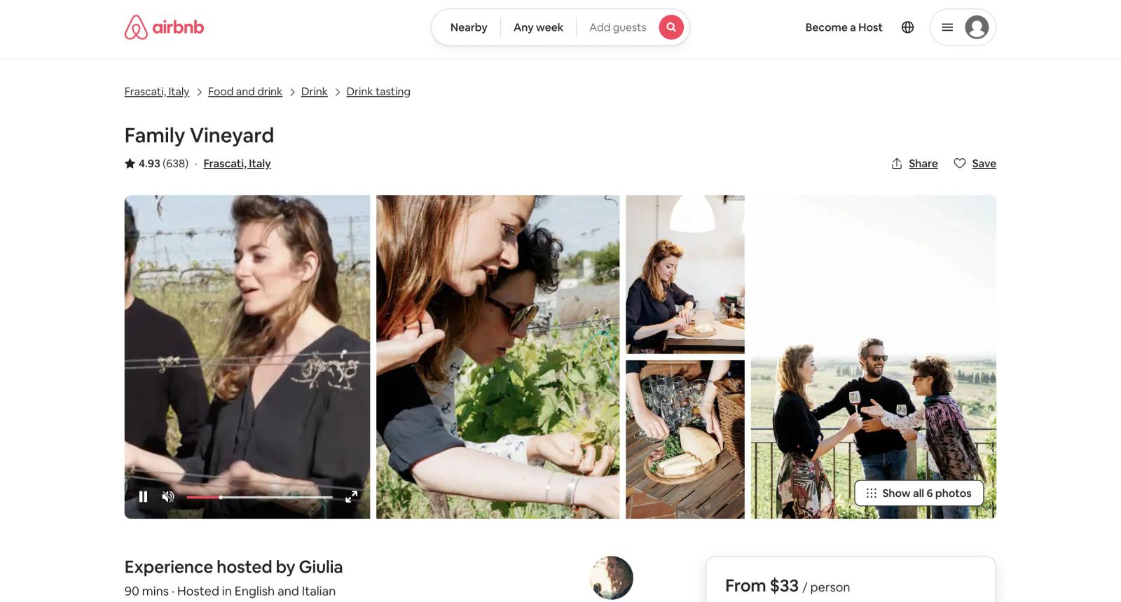 Family vineyard airbnb experiences