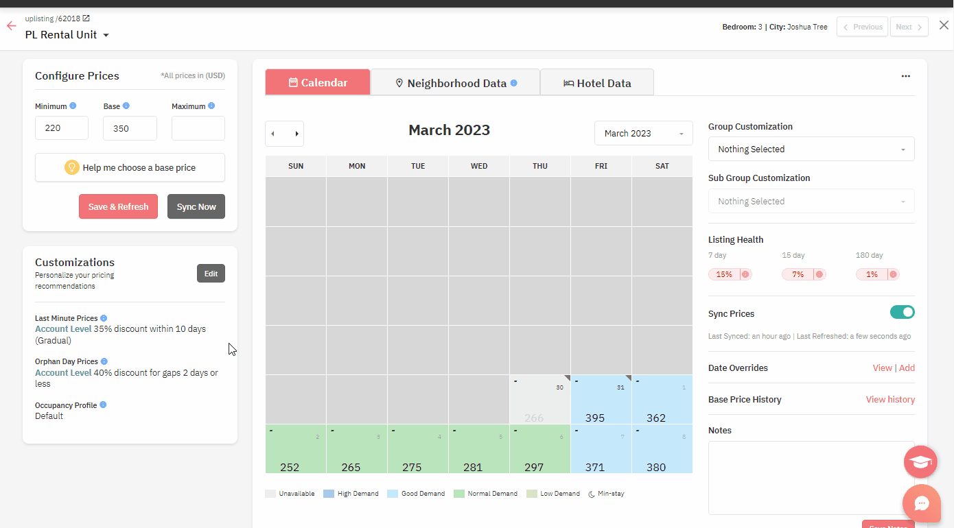 Custom Seasonal Profiles for seasonal pricing Airbnb
