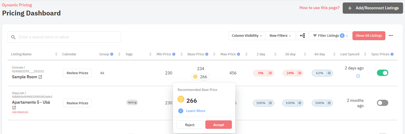 PriceLabs Base Price Nudge
