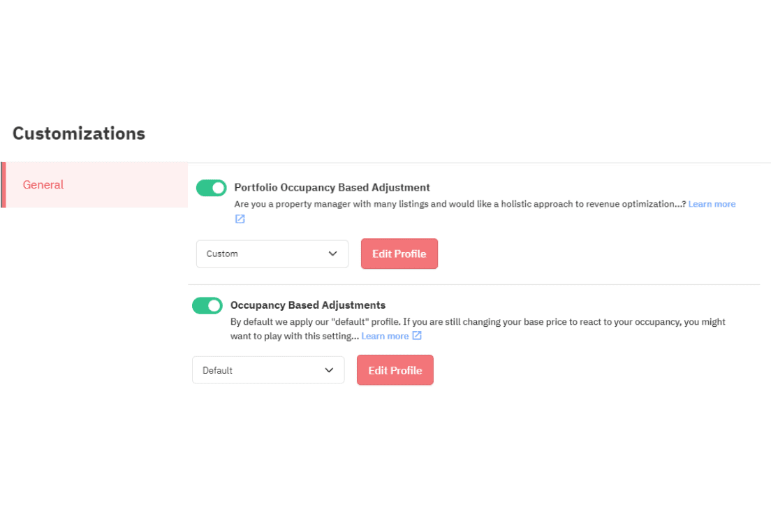 Portfolio Occupancy Based Adjustments customizations PriceLabs
