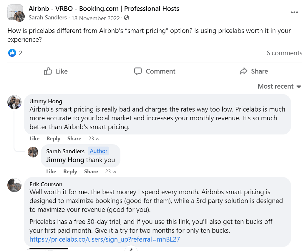 Prezzi Prezzi intelligenti Pricelabs vs Airbnb