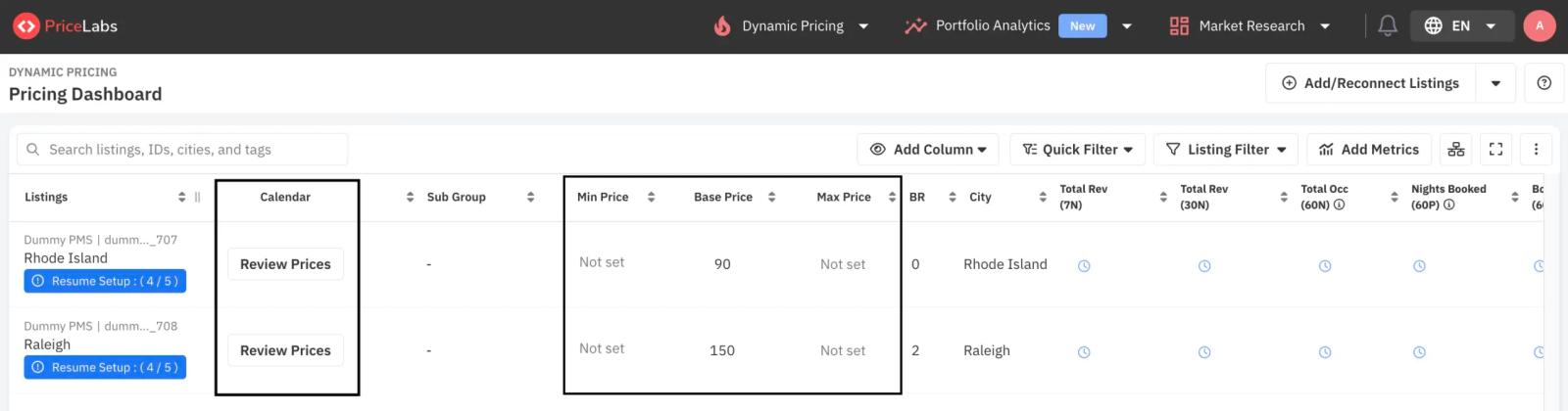 pricing dashboard pricelabs tutorial