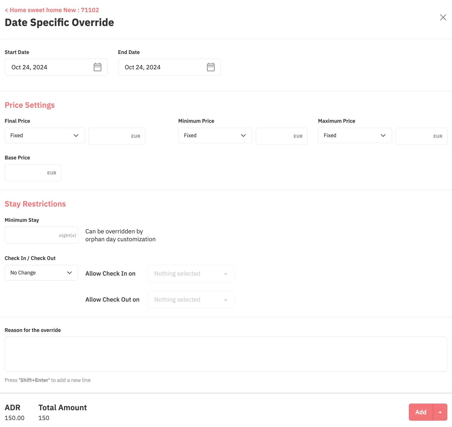 Add date-specific overrides to add specific rules for specific dates