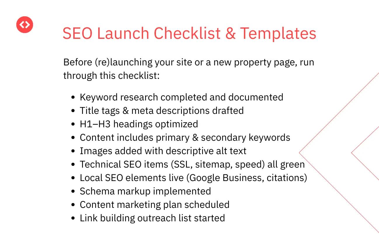 SEO launch checklist and templates