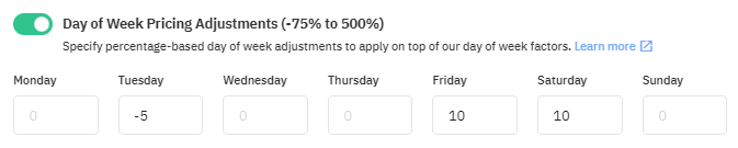 Day of Week Pricing Adjustment PriceLabs Customization
